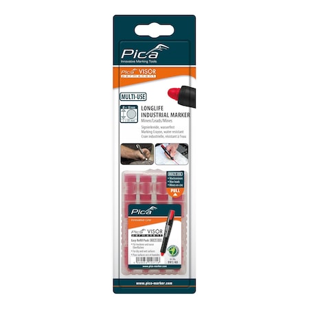 Pica Refills for Visor Refillable Multi-Use Marker, Red, 4PK 991/40/SB